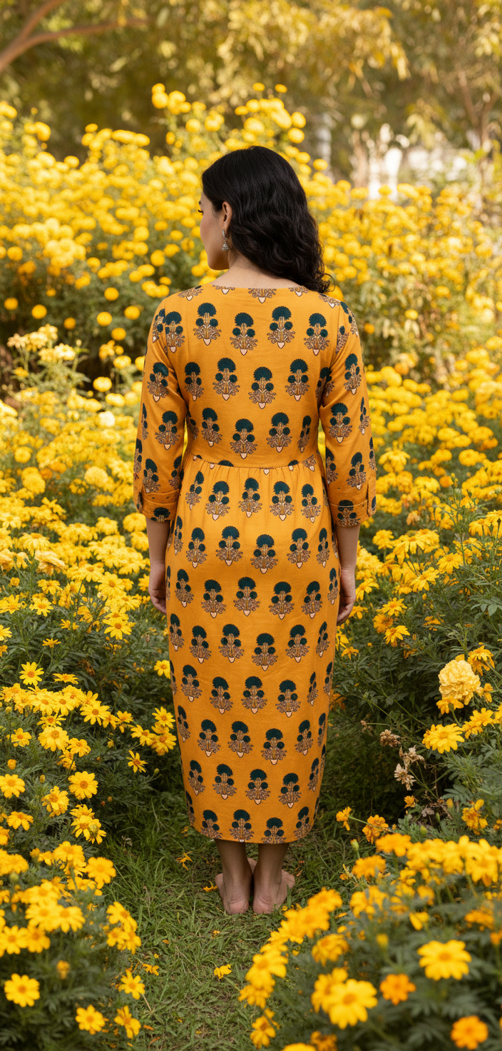 Designer Yellow Maharani Kurti