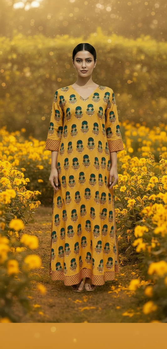 Designer Yellow Maharani Kurti