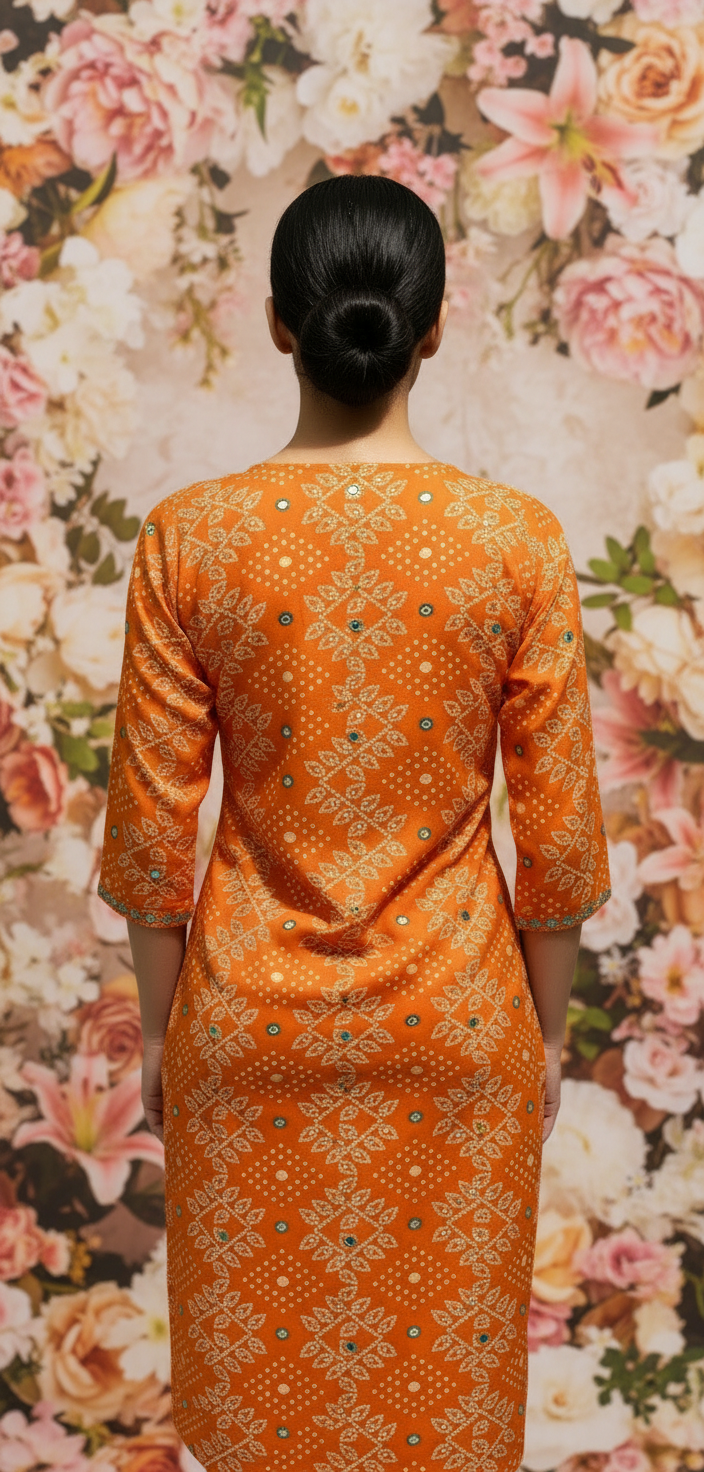 Beutiful Orange Kurti Designer